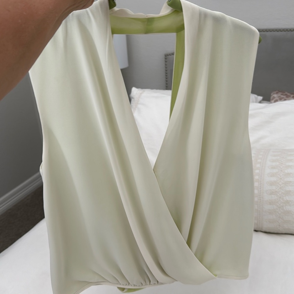 Deep V Both Back And Front Cream Top - image 1